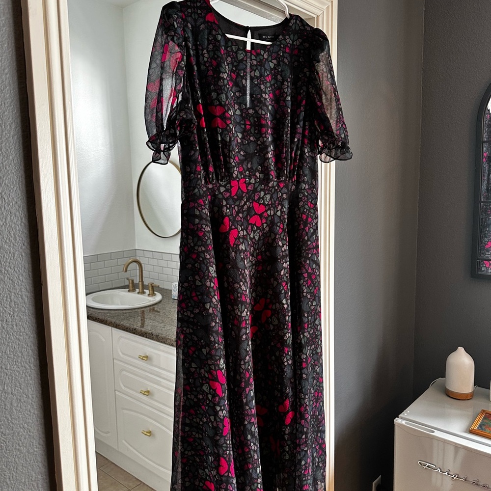 Ted Baker Black Purple and Pink Floral Dress